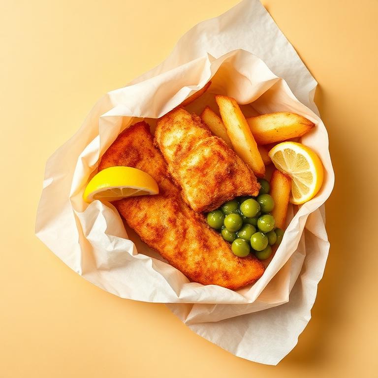 Cod, chips & mushy peas